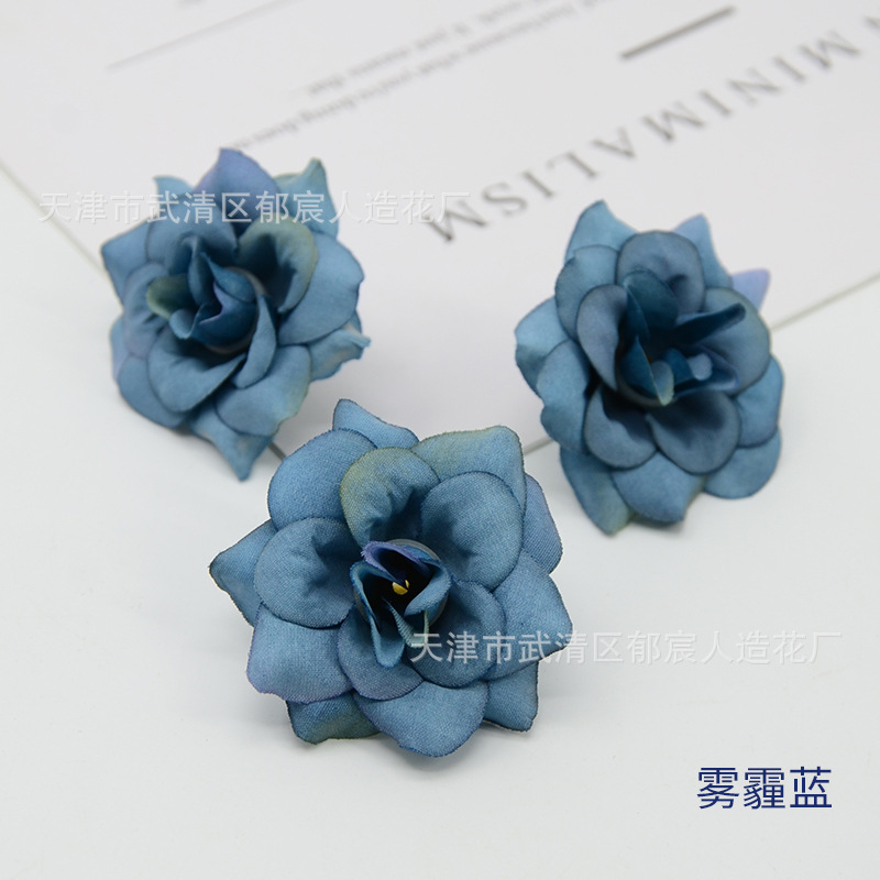 diy仿真绒布玫瑰花朵绢花假花婚庆装饰花金色角玫花头戏曲头花