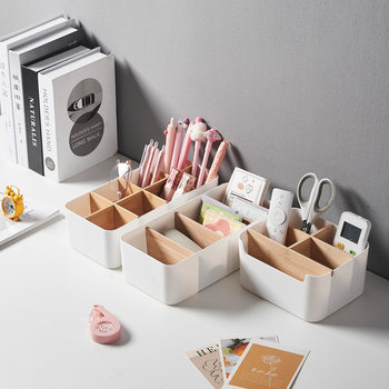 Creative compartment storage box removable bamboo partition desktop stationery office sundries finishing cosmetics storage