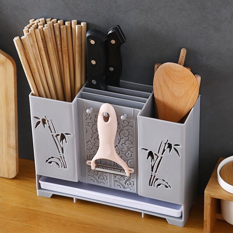 Light luxury chopsticks holder wall-mounted chopsticks storage box kitchen spoon knife and fork drain storage rack chopsticks cage wholesale