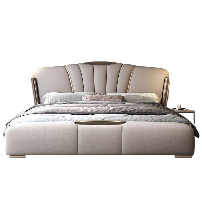 New Bedroom Furniture Light Luxury Italian Minimalist Soft Back Double Bed Simple Modern Multifunctional Storage Leather Bed Universal