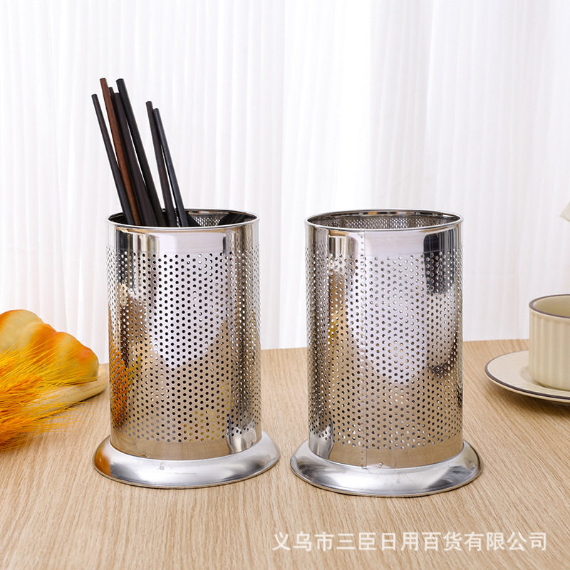 201 stainless steel chopsticks tube draining dense round hole apple hole chopsticks cage chopsticks spoon storage chopsticks tube wholesale