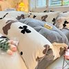 Class A autumn and winter fleece-lined thickened milk velvet four-piece set household warm quilt cover bed sheet bedding three-piece set