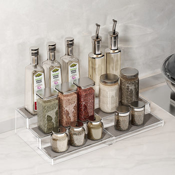 Spice Rack for Home Kitchen, Telescopic Step Rack, Desktop Figurine Blind Box Storage, Multi-Layer Display Rack, Storage Rack