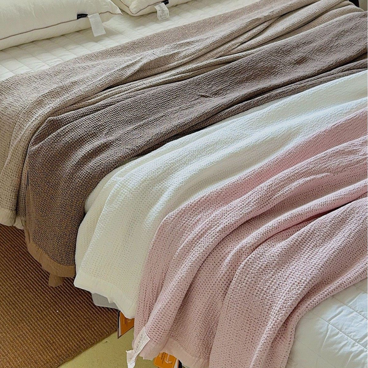 Korean Cotton Waffle Blanket Export Ins Sand Washed Natural One-Piece Dyed Multi-Functional Sofa Blanket Air-Conditioning Blanket