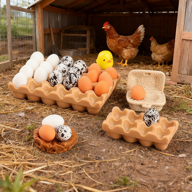 Miniature Scene Ornaments Resin Mini Egg Tray DIY Creative Crafts Cross-Border Supply Factory Direct Sales