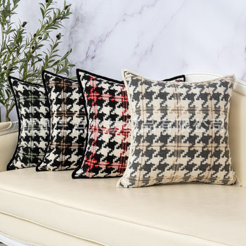 Cross-border Amazon Nordic light luxury geometric jacquard pillowcase bedside large backrest sofa back bag waist pillow wholesale