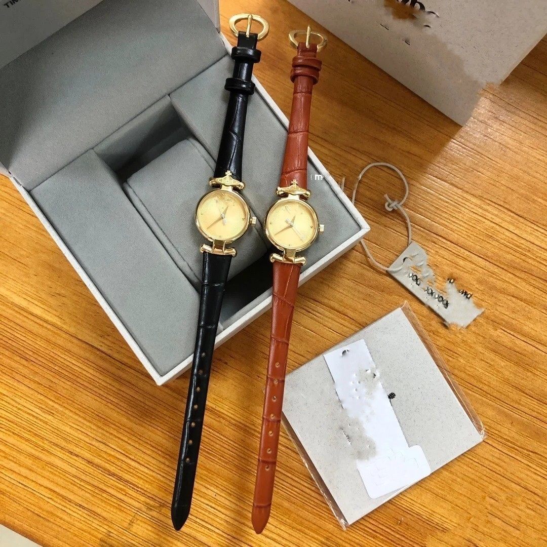 Vivinne Queen Mother Vivienne Small Dial Fashion Retro Quartz Watch Versatile Genuine Leather Waterproof Watch