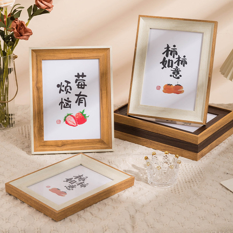 Photo Frame Wholesale 6inch Photo Frame Table High-End Wooden 8inch 10inch Art Word Method Picture Frame A4 Photo Frame Empty Frame