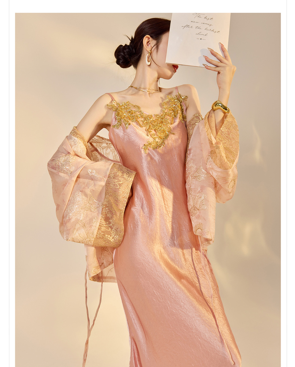 Áo khoác nữ dáng rộng thêu họa tiết thắt dây phong cách thanh lịch — Bột tạo khói (Giao hàng trong 7 ngày)