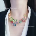 Colorful crystal flower necklace
