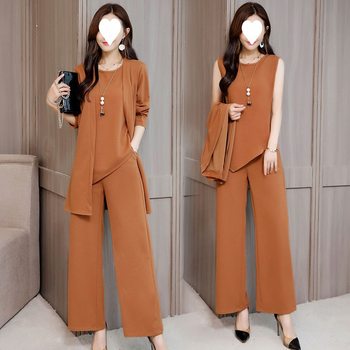 Suit for Women 2023 Autumn and Winter New Style Fashionable and Wide Wife Slimming Look Fashionable Plus Size Women's Three-Piece Set Dropshipping