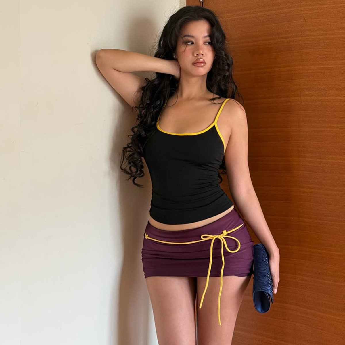 Womens Casual Ruffled Crop Top and Bodycon Mini Skirt Set Stylish Sexy Spring Collection Wholesale Available