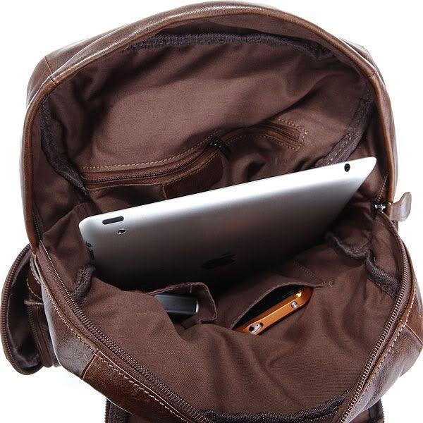 Ba lô da thật J.M.D đa năng đựng laptop 14 inch, đeo chéo và đeo vai — Màu đen, Màu nâu