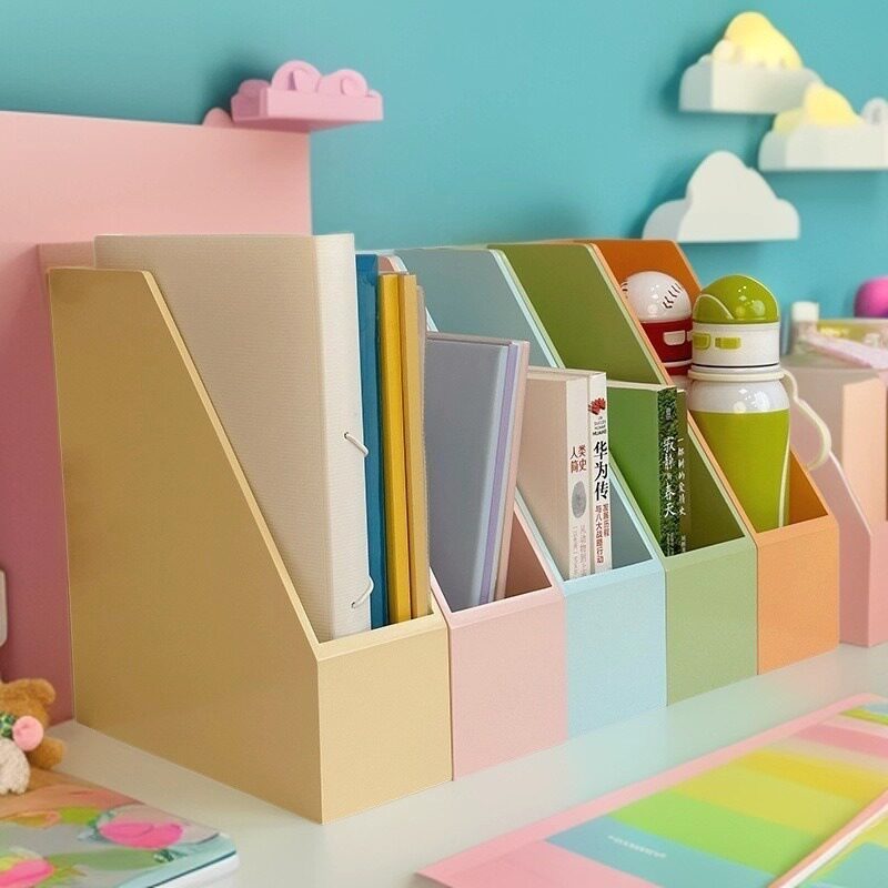 Children's Desktop Bookshelf, Student Test Paper Storage Rack, Wooden Classification Folder Organizer, Combination Rack, Storage Picture Book