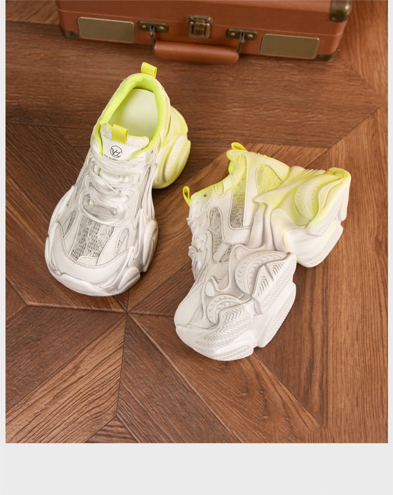 Giày sneaker nữ chunky đế dày phối màu cổ điển, đế cao 8 cm — Xanh lá, Đỏ, Xám chi tiết 19