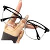 Retro half-frame myopia glasses men's ruffian handsome big face ultra-light eyes frame women's anti-blue light adjustable power lenses