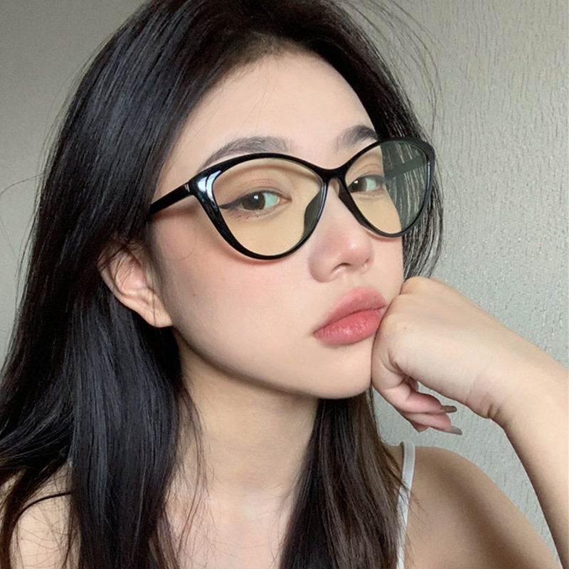 Red Book Internet Celebrating Popular Style Flat Glasses Cat's Eye Academic Style Frame Anti-blue Glasses Metal Hinge Glasses Frame for Women