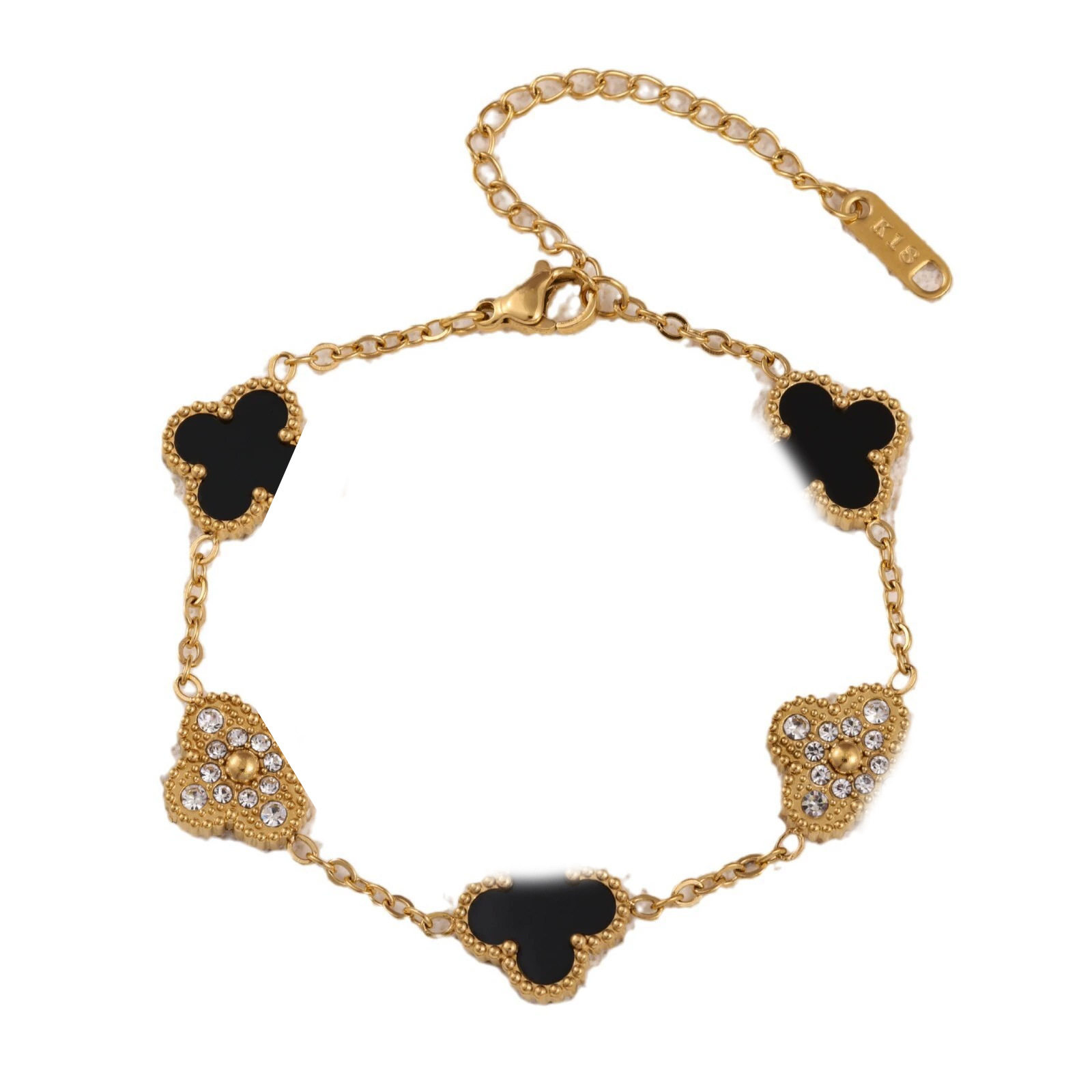 High Version 13mm Diamond-Encrusted Four-Leaf Clover Bracelet for Women, Mother-Of-Pearl, Accessible Luxury, Versatile Titanium Steel, Non-Fading Hand Jewelry, Color-Preserving