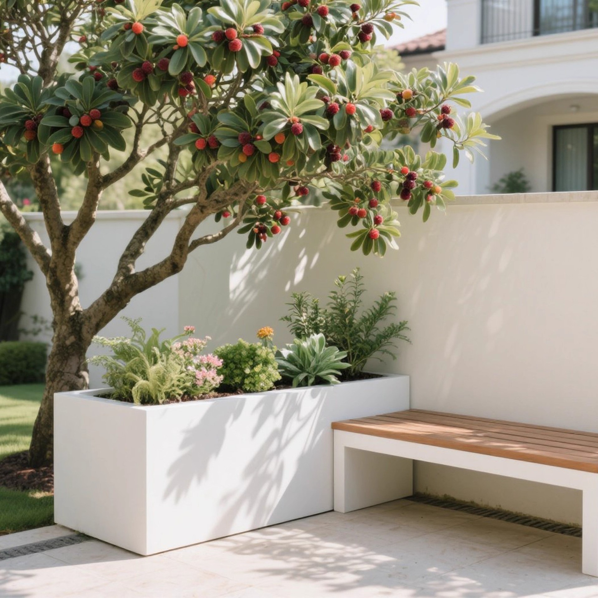 Outdoor Three-Dimensional Flower Box, Plastic-Wood Bench Combination, Planting Box, Park Courtyard, Commercial Street, Wrought Iron Finished Flower Bed, Flower Trough