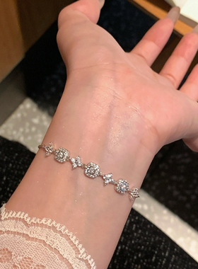 18K真金电镀方形花朵可调节手链