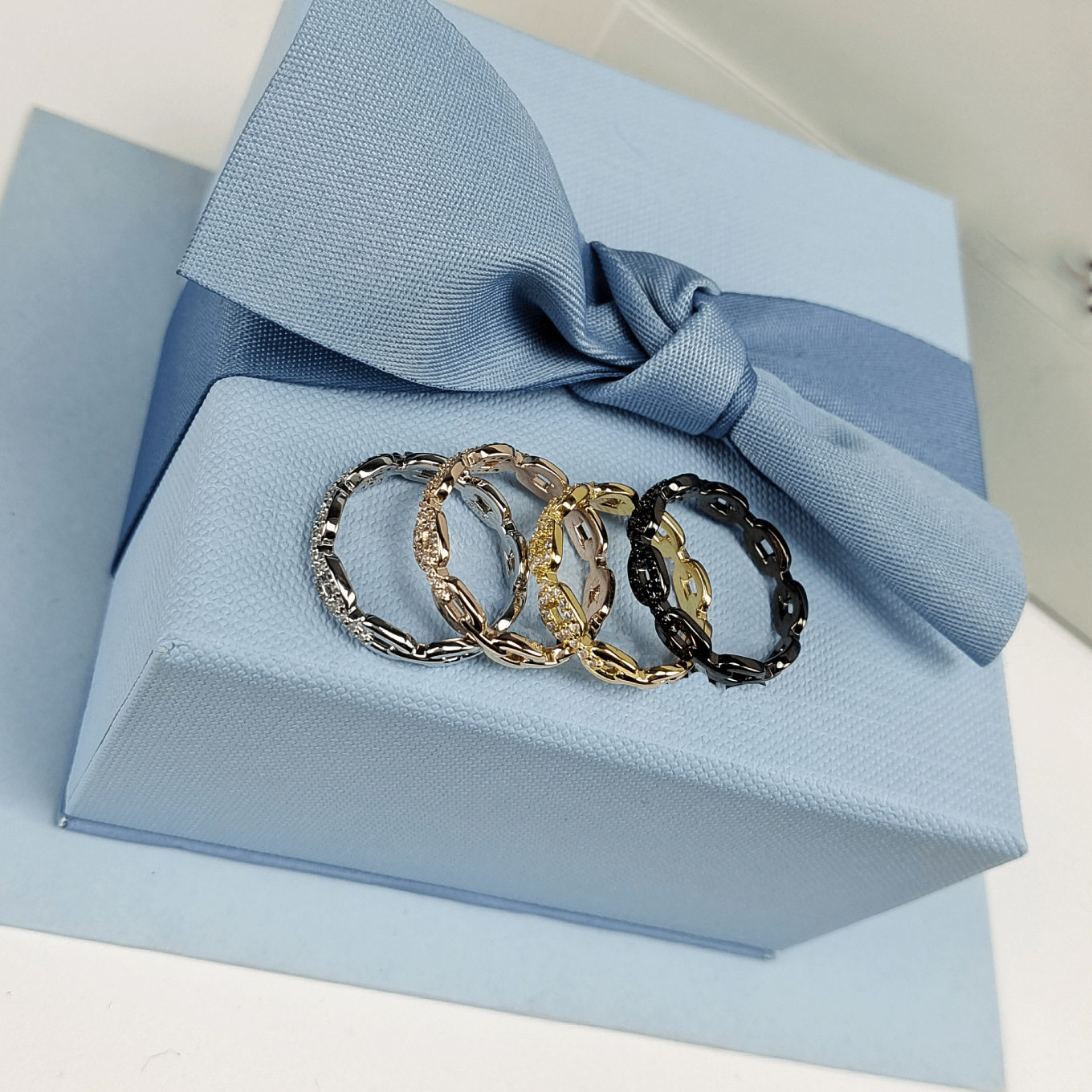 HEFANG where XS chain ring stacked wear light luxury elegant temperament fashion high-grade sense pair ring tail ring ring female
