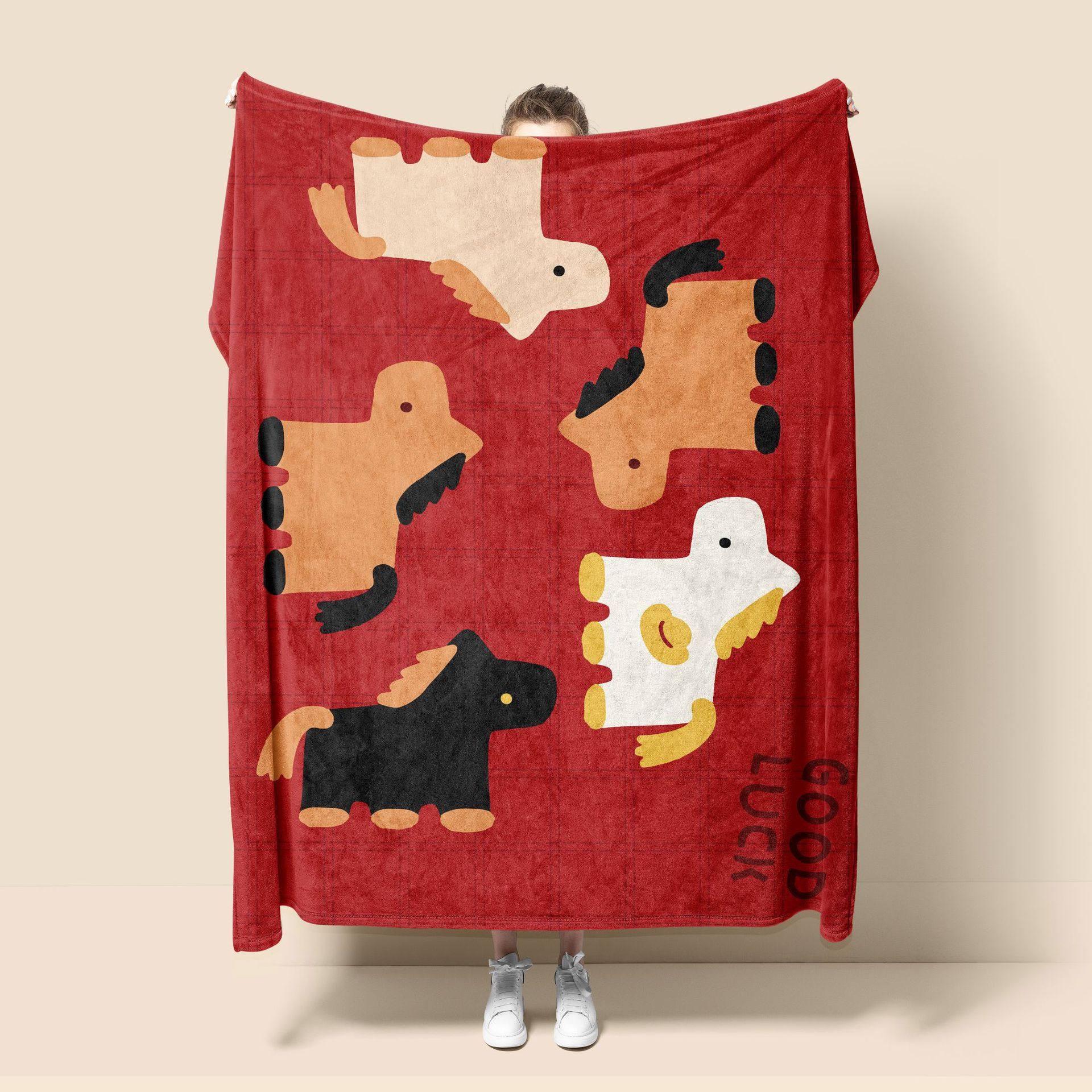 2026 New Year Blanket Year of the Horse Custom Blanket Red Sofa Blanket Office Winter Thickened Throw Blanket Soft Fur