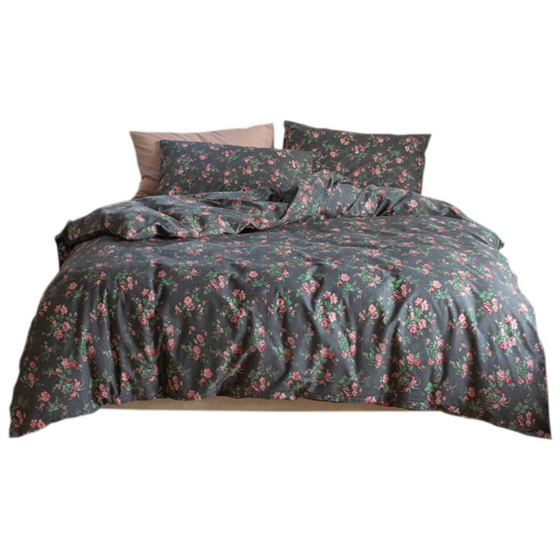 ins retro pastoral floral cotton four-piece set student dormitory three-piece cotton bed & breakfast artistic bed sheet fitted sheet