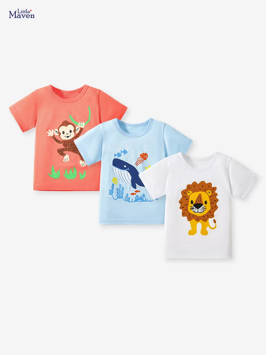 New Summer Short-Sleeve Top, Toddler & Little Kid Cute Cartoon Cotton Boys' T-Shirt
