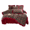 Milk Velvet Bed Cover Four-Piece Set Winter Warm Quilted Double-Sided Fleece-Lined Korean Style Lace French Velvet Double Four-Piece Set