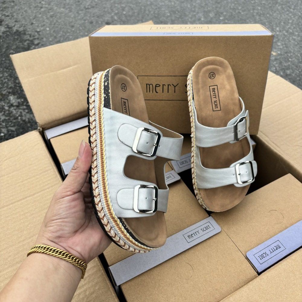 European and American Export New Double Buckle Espadrille Platform Beach Shoes