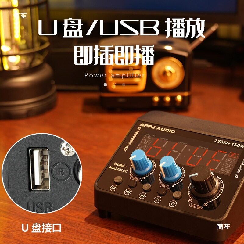 Mini2025 Bluetooth Power Amplifier Digital Power Amplifier Hifi Fever Audio U Disk Player High Power Low Power