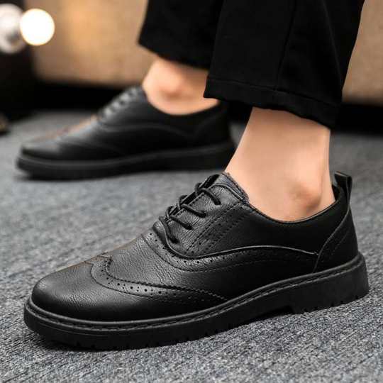 2025新款男鞋休闲皮鞋夏季新款布洛克英伦复古商务正装百搭工装鞋