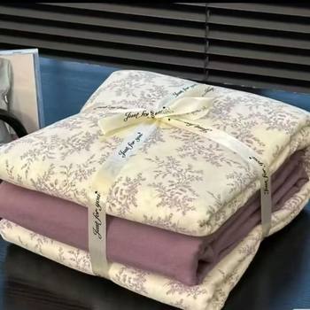 Maternity and Baby Floral Washed Cotton Four-Piece Quilt Cover Bed Sheets Double-Layer Gauze Bedding Three-Piece Set for All Seasons Supply Chain