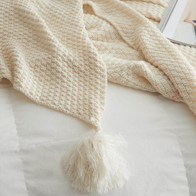 New Nordic Style Tassel Knitted Blanket Office Air Conditioning Nap Blanket Wool Blanket Sofa Leisure Blanket Throw Blanket