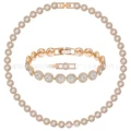 White crystal roman rose gold [necklace bracelet earrings] set