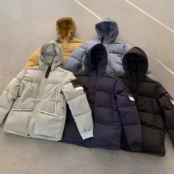 Fashionable Brand Compass Metallic Nylon Thickeneded down Jacket Bread Jacket Men's Zipper Loose Versatile Trendyy Jacket Trendy