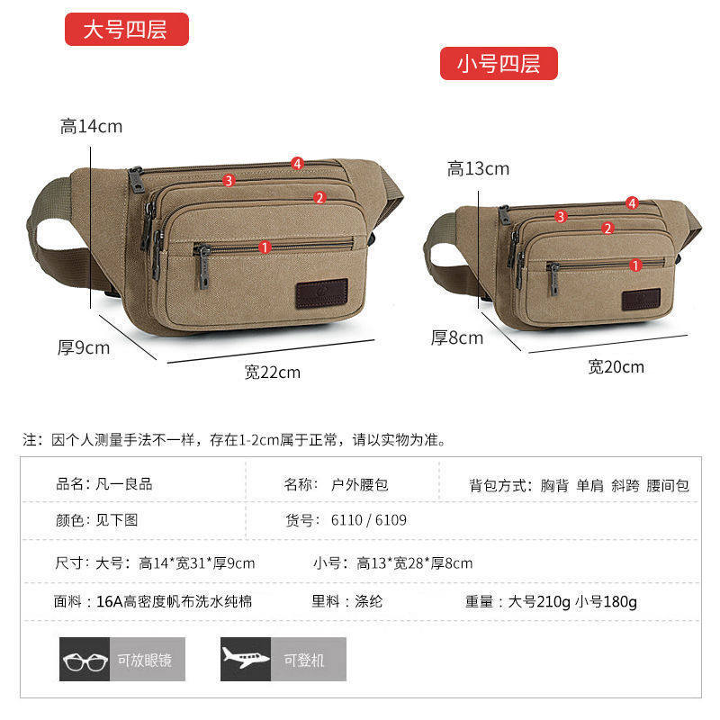 Classic Outdoor Canvas Waist Bag for Men and Women, Large-Capacity Cashier Phone Bag for Street Vendors, Cross-Body Small Bag for Construction Site Work