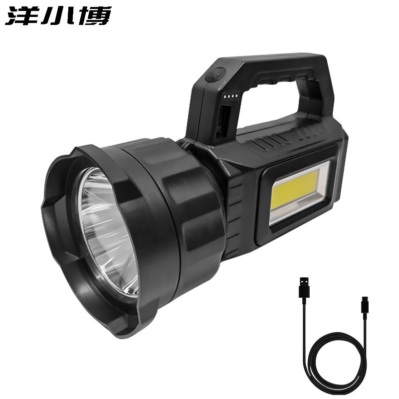 USB charging bright long-range Searchlight outdoor emergency portable lamp camping lamp with side light