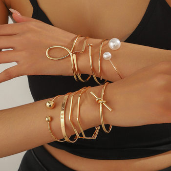 European and American Cross-border Simple Bracelet suit New Exaggerated Personalized Ins Style Light Luxury High-end Nail Cross-border Bracelet