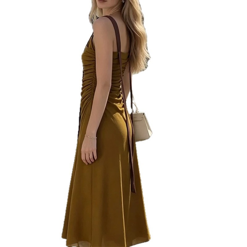 Sleeveless Ruffled Maxi Dress French Style Slim Fit Summer Fashion Perfect for Casual Outings Wholesale Available