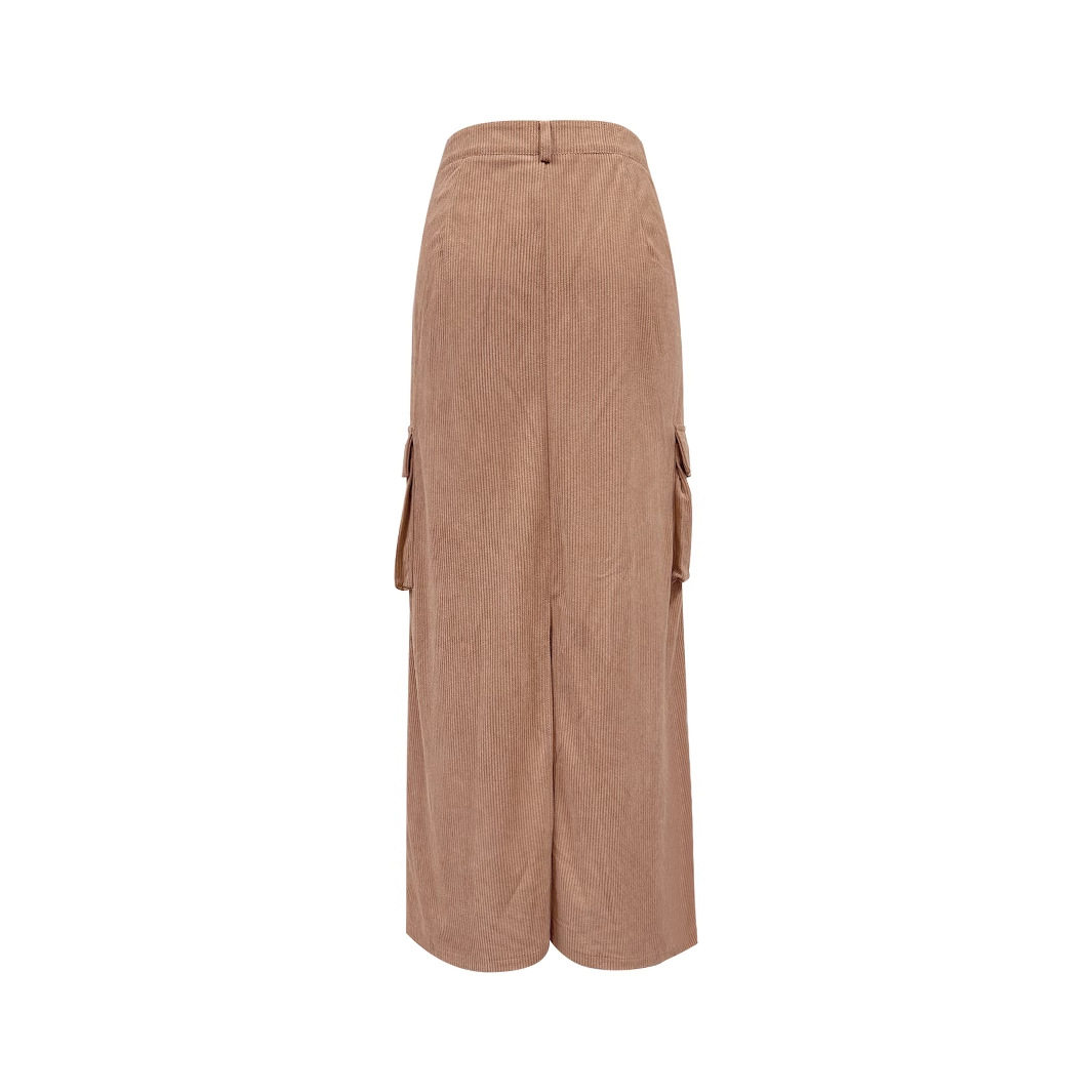 Vintage Corduroy Long Split Skirt Womens Casual Workwear Retro Style for Everyday Wear Wholesale Available