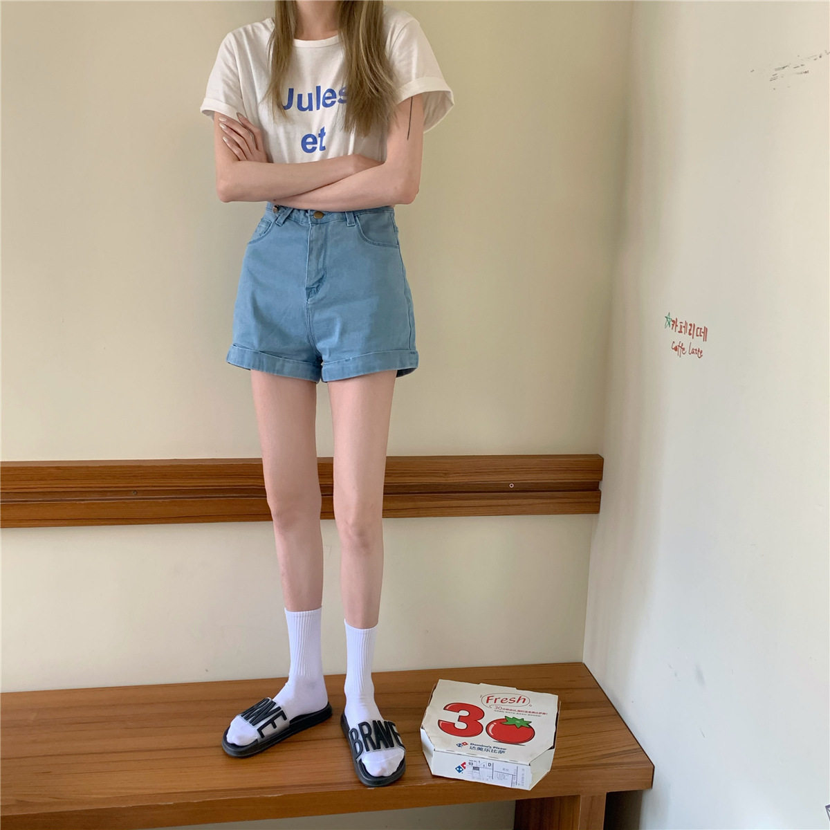 Internet Celebrity Ins Style Summer New Outer Wear Fashionable Hong Kong Style Letter Sandals Indoor Home Use Flats Bathroom Slippers