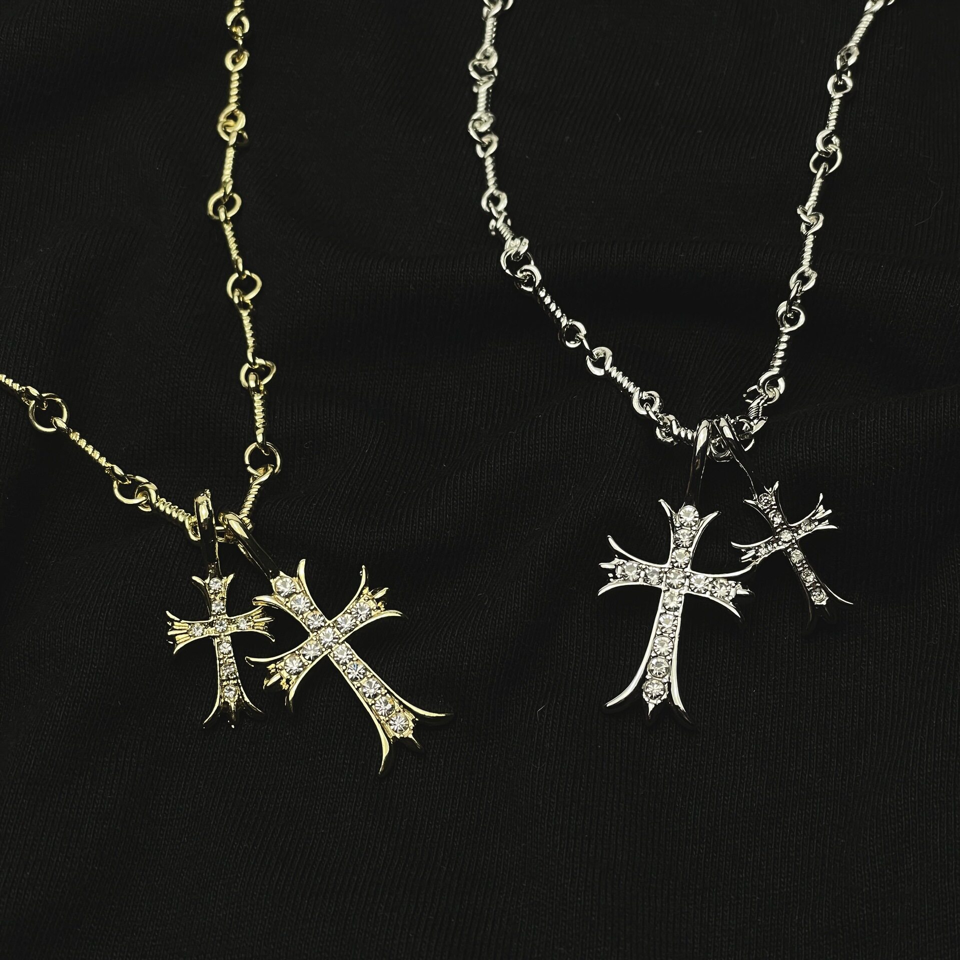 Ch Fashion Cross Pendant with Diamonds, Simple Collarbone Necklace for Women, Same Style as Sydney for Couples