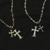 Ch Fashion Cross Pendant with Diamonds, Simple Collarbone Necklace for Women, Same Style as Sydney for Couples