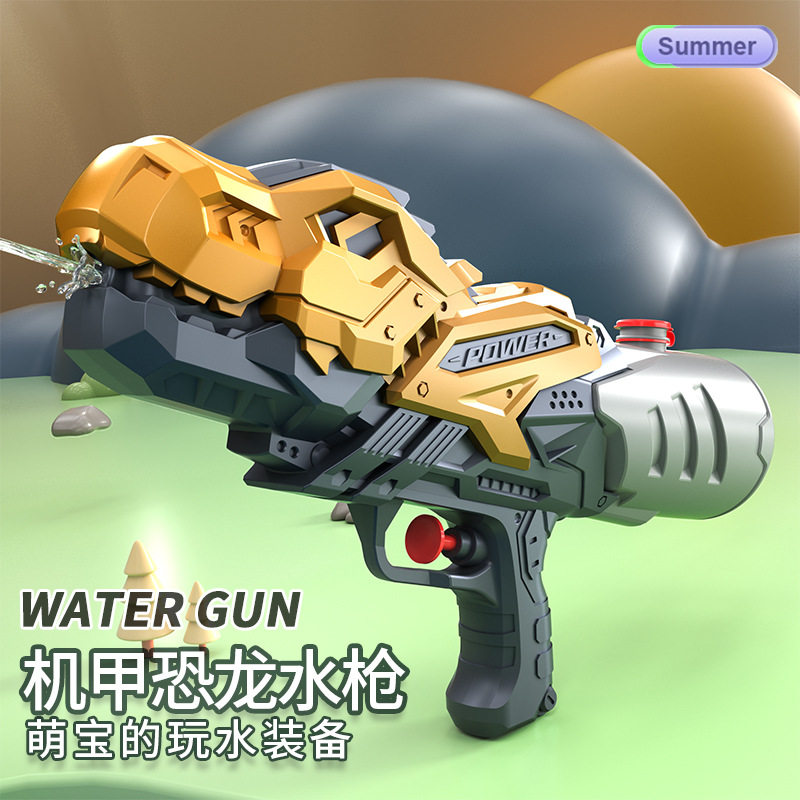 新款儿童水枪玩具网红双喷头戏水枪小马恐龙鸭子鲨鱼抽拉式滋水枪