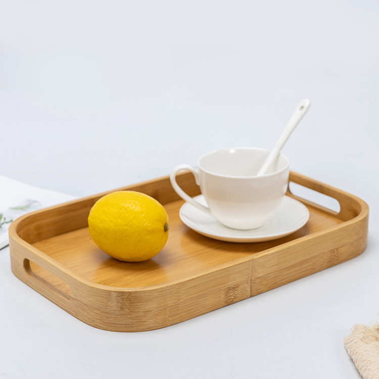 Casual Bamboo Tray Integrated Rectangular Bamboo Tray Home Storage Fruit Tray Hotel Tea Tray Water Cup Drain Tray
