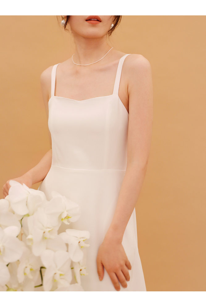 Váy Cưới/Đầm Cưới Hở Lưng Nơ Lớn Dáng Dài Màu Trắng chi tiết 7