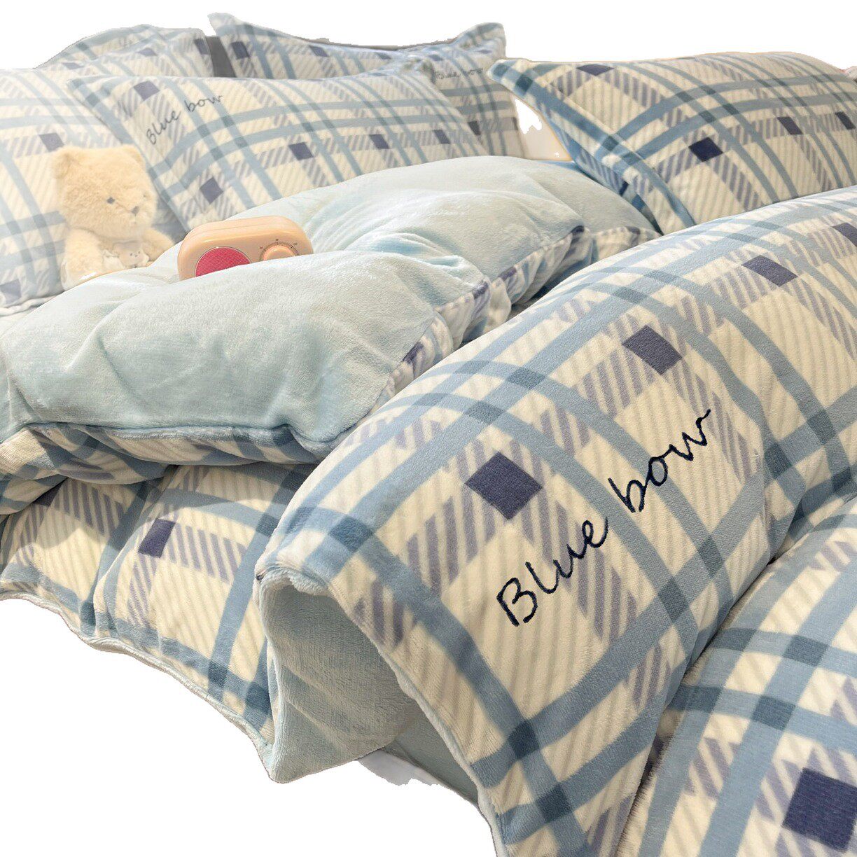 Winter Thickeneded Double-Sided Milk Velvet Four-Piece Set of Coral Velvet Bed Sheetss and Velvet Quilt Cover Warm Bedding Three-Piece Set