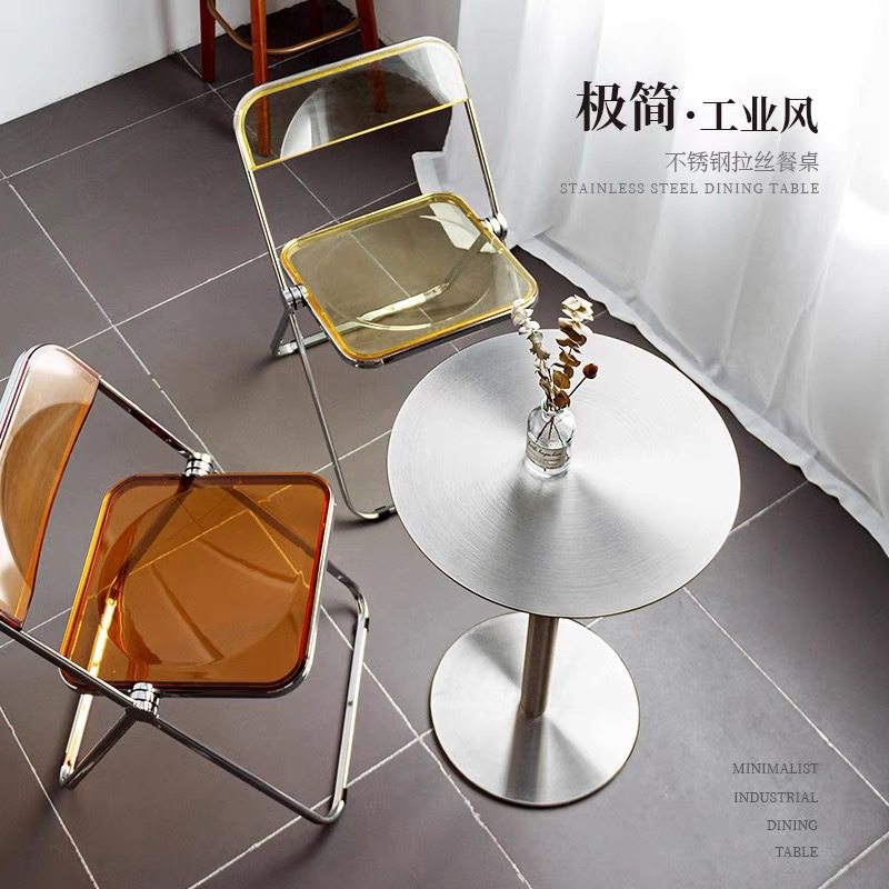 สไตล์อุตสาหกรรมไม่ใช่โต๊ะกลมสแตนเลสคาเฟ่อะคริลิ Ins อินเทอร์...