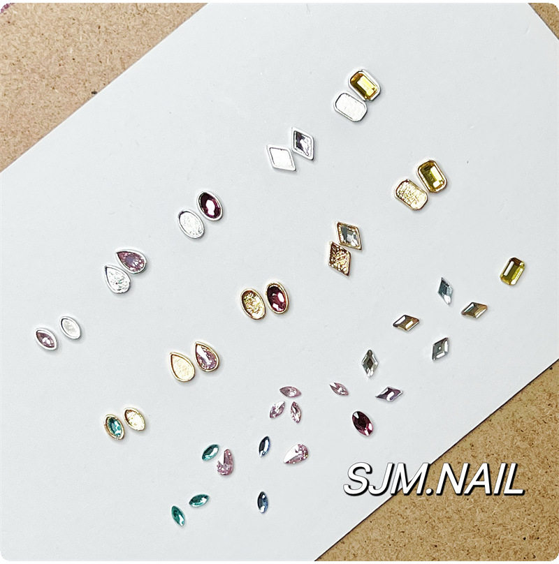 Xiaohongshu Manicure Versatile Colorfulful Flash Special-Shaped Flats Bottom Diamond Alloy Manicure Octagonal Wearable Nail Accessories Material